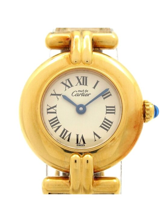 Cartier Watch Must Colise Vermeil 925 Leather Strap Ivory